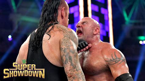 Goldberg drops The Undertaker with two brutal Spears: WWE Super ShowDown 2019 - YouTube