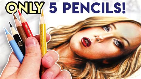 Drawing a Portrait with ONLY 5 Colored Pencils! - YouTube