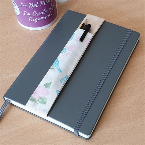 Notebook Pen Holder - White with Flowers and Birds - The Little Craft Mouse