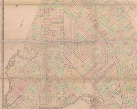 Brooklyn 1855 Old Map New York - Wall Map with House Sites and Some Names - Genealogy Old Map ...