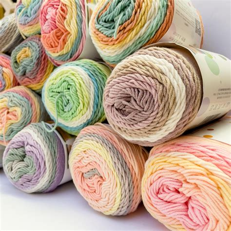 Rainbow Cotton Self-Striping Yarn Cotton-Acrylic Blend Yarn 5ply DK ...