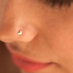 Heart Piercing Tiny Gold Nose Stud Gold Stud Earring Small - Etsy