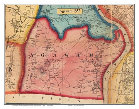 Agawam 1857 Old Town Map With Homeowner Names Massachusetts Reprint Hampden Co MA TM - Etsy