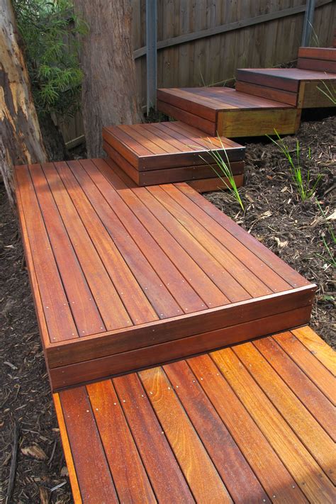 Stylish Wooden Deck with Platform Steps