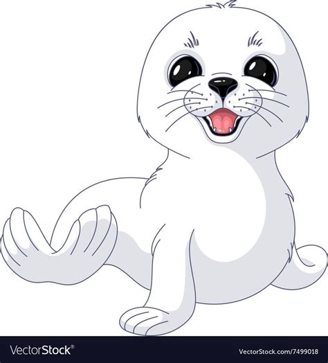 White Seal Royalty Free Vector Image - VectorStock | Seal art, Cartoon clip art, Baby animal ...