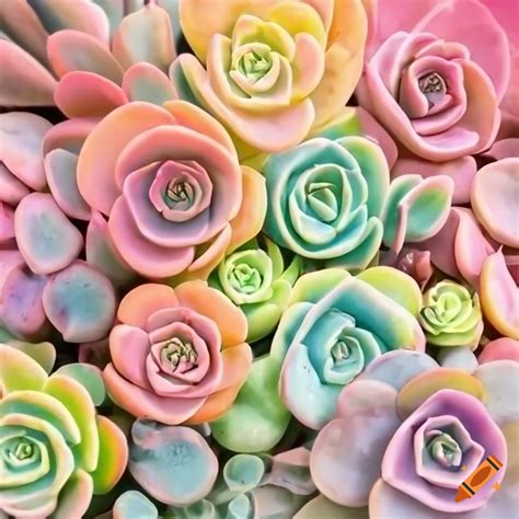 Array of pastel succulents on Craiyon