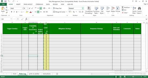 Risk Register Template in Excel