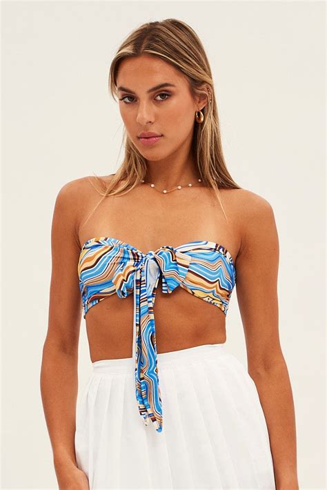 Blue Abstract Abstract Bandeau Top | Ally Fashion