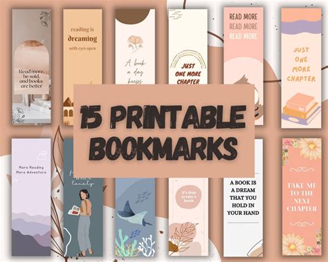 15 Printable Aesthetic Bookmarks Cute Boho Digital Instant | Etsy