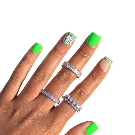 Neon Safari | Zebra print nails, Green acrylic nails, How to do nails