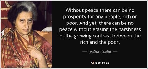 Indira Gandhi quote: Without peace there can be no prosperity for any people...