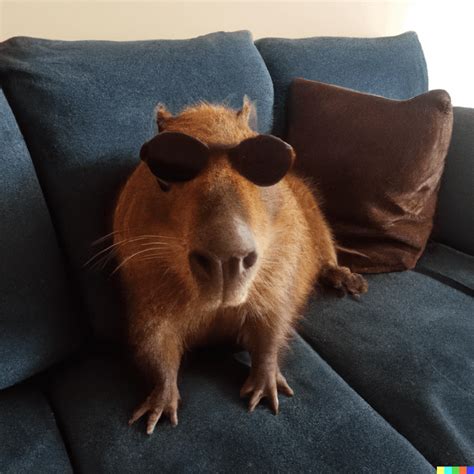 "Photo of a capybara wearing sunglasses on a couch" : r/capybara