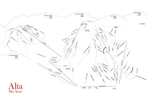 Alta Ski Resort Minimalist Ski Area Map Printable Digital Art | Etsy