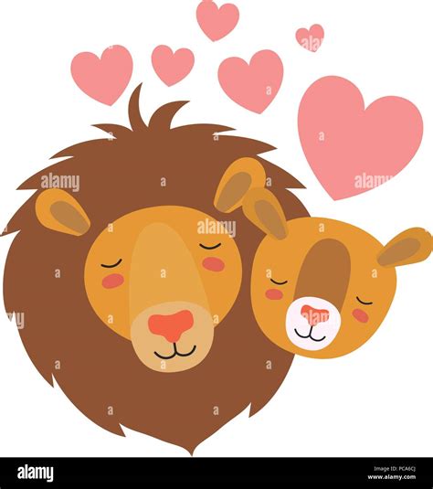 wild lions couple with hearts Stock Vector Image & Art - Alamy