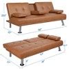 Yaheetech Convertible Faux Leather Sofa Bed Futon With Armrest-brown : Target