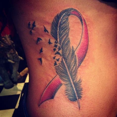 ribbon bird tattoo | Cancer awareness tattoo, Cancer ribbon tattoos ...