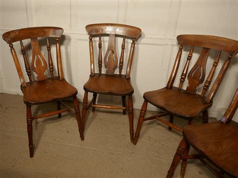 4 Victorian Fiddle Back Farmhouse Kitchen Chairs - Antiques Atlas