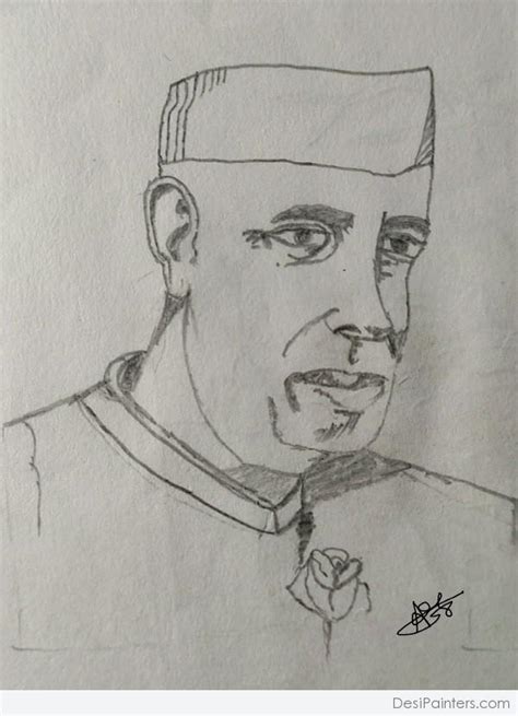 Amazing Pencil Sketch Of Pt Jawaharlal Nehru Ji | DesiPainters.com