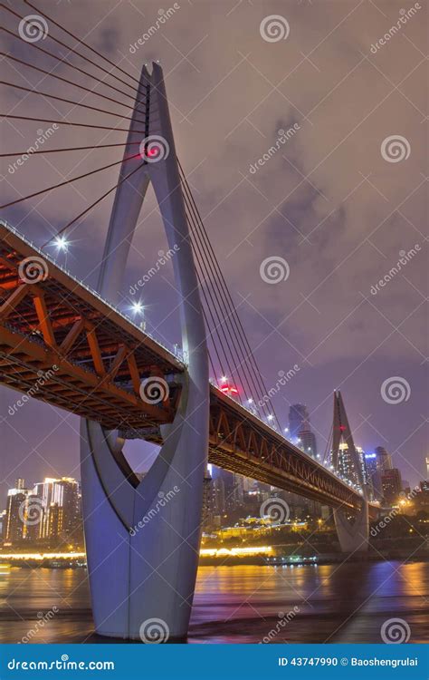 Chongqing DongShuiMen Yangtze River Bridge at Night Stock Photo - Image of security, night: 43747990