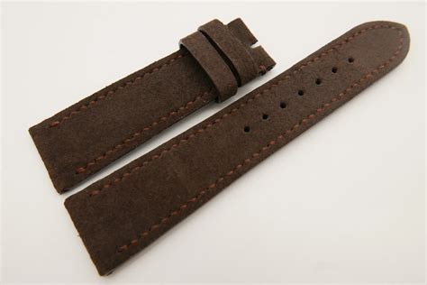 22mm/20mm Dark Brown Genuine Suede Leather Watch strap #WT3392 - Ziczac Leather Workshop