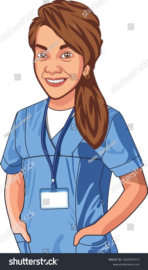 Nurse Scrubs Cartoon Teen Identity Nurse Stock Vector (Royalty Free ...