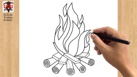Fire Drawing Easy | How to Draw a Camp Fire Step by Step Tutorial | Flames Sketch - YouTube