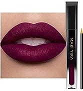 Amazon.com : Dark Purple Lipstick Matte, Burgundy Lipstick Liquid for ...