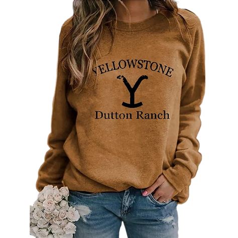 Women's Yellowstone Dutton Ranch Printed Round Neck Long Sleeve ...