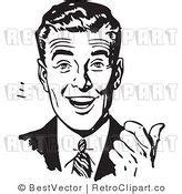 Royalty Free Black and White Retro Vector Clip Art of an Excited Businessman by BestVector | Komiks