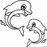 Two Little Dolphins Coloring Page Printable sketch template