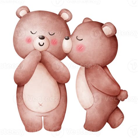 Valentine Teddy Bear Couple Sharing a Kiss 35896403 PNG