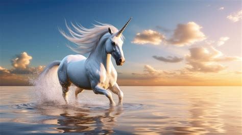 Premium AI Image | a unicorn running in water