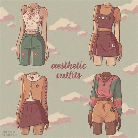 three different types of clothes with the words aesthetic outfits ...