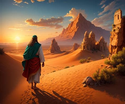 Premium AI Image | A painting of jesus walking in the desert