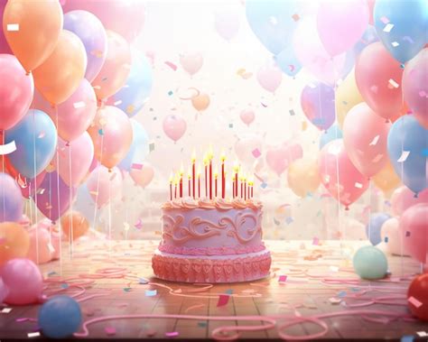 Premium AI Image | happy birthday themed background photo with colorful balloons and text area ...