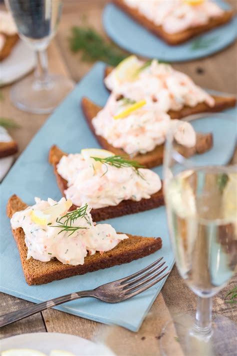 Swedish Shrimp Salad Skagenröra on Rye Toast • Electric Blue Food