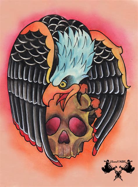 tattoo-flash eagle and skull by Binabik-ART on DeviantArt
