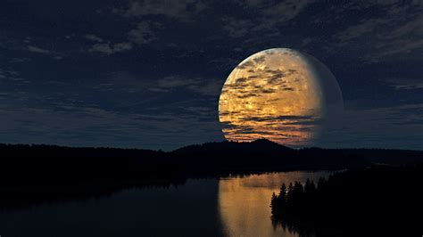 Night Sky Moon River Reflection Wallpaper,HD Nature Wallpapers,4k ...