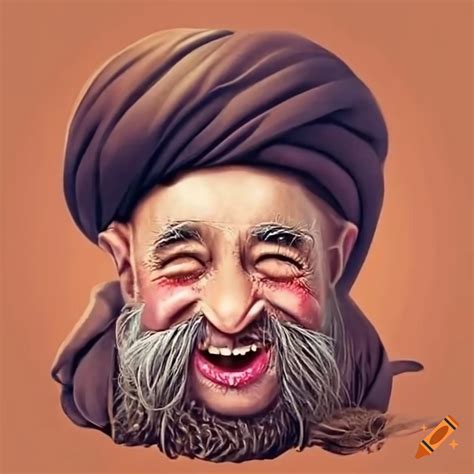 Funny and happy old man laughing on Craiyon