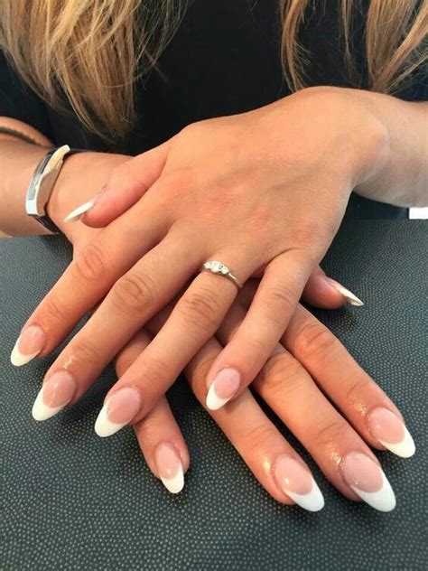 Oval Acrylic French Manicure French Acrylic Nails Acrylic