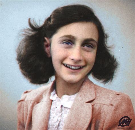 Anne Frank, 12 years old, May 1942 / Colorized by Marina Amaral, a ...