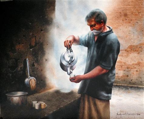 Tea Stall - Portrait/Figures Water Painting | World Art Community in 2020 | Indian art paintings ...