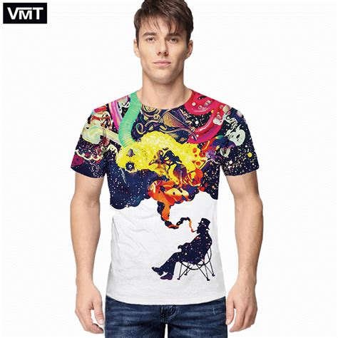 2017 New Fashion Men's Short Sleeve O Neck T Shirt Punk 3D Colorful /skeleton Print T shirt Men ...