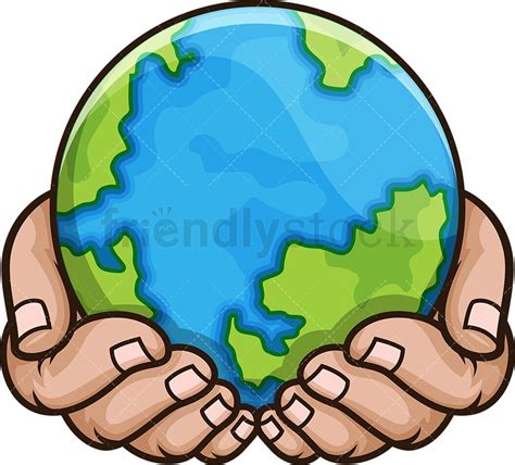 Hands Holding The Earth Cartoon Vector Clipart - FriendlyStock