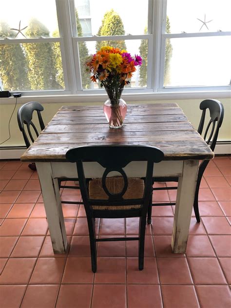 RUSTIC FARMHOUSE TABLE Small Kitchen Dining Farm House Reclaimed Wood ...