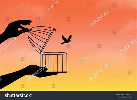 Liberation Symbol Birds Flying Out Cage Stock Vector (Royalty Free ...