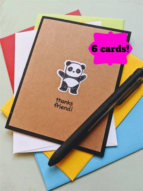 Panda Thank You Cards Panda Gift Thank You Cards Pack Simple Thank You Cards Handmade Cards ...