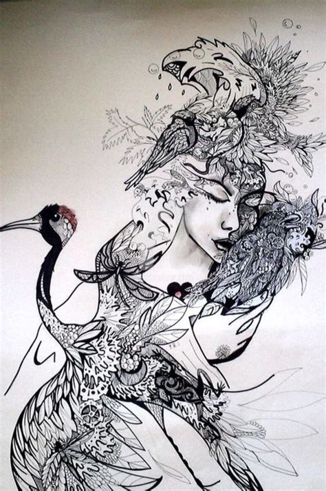 Mother Nature, Drawing by Dora | Artmajeur