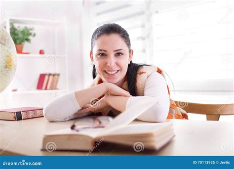 Student Girl Studying from Books Stock Image - Image of leisure, face: 70113935