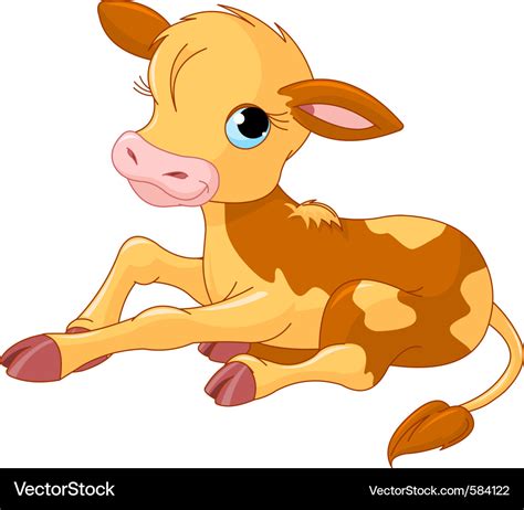 Cartoon baby calf Royalty Free Vector Image - VectorStock